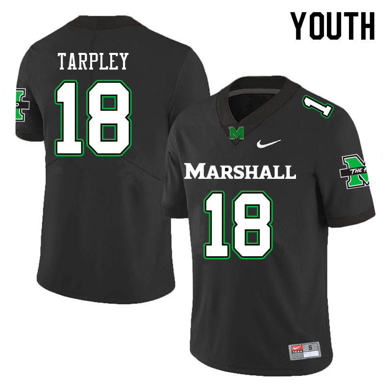 Youth #18 Ty Tarpley Marshall Thundering Herd College Football Jerseys Sale-Black